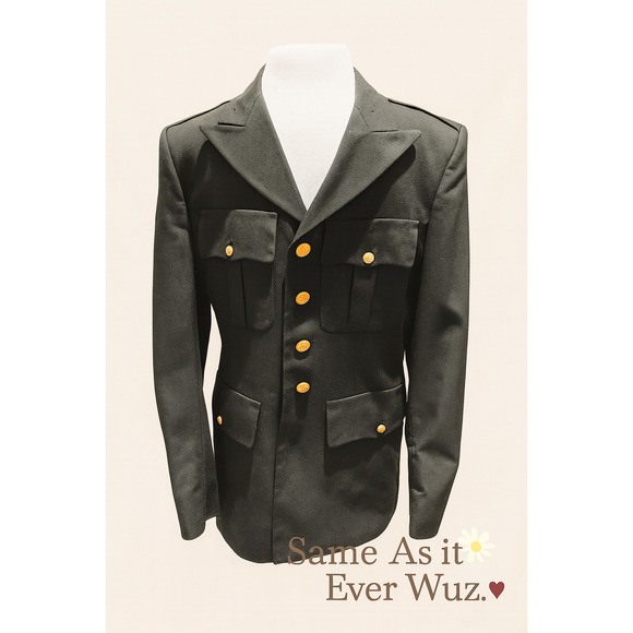 Vintage U.S. Army Dress Green Uniform Coat Jacket 38L Gold Buttons Military Issu - Picture 1 of 11
